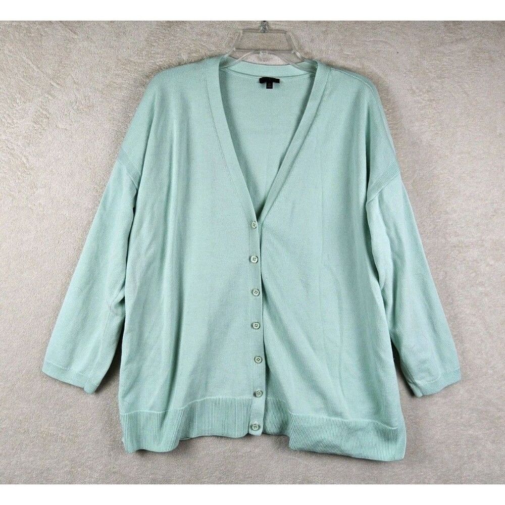 Talbots Women's Button Front V Neck Cardigan Sweater Green Size 2X
